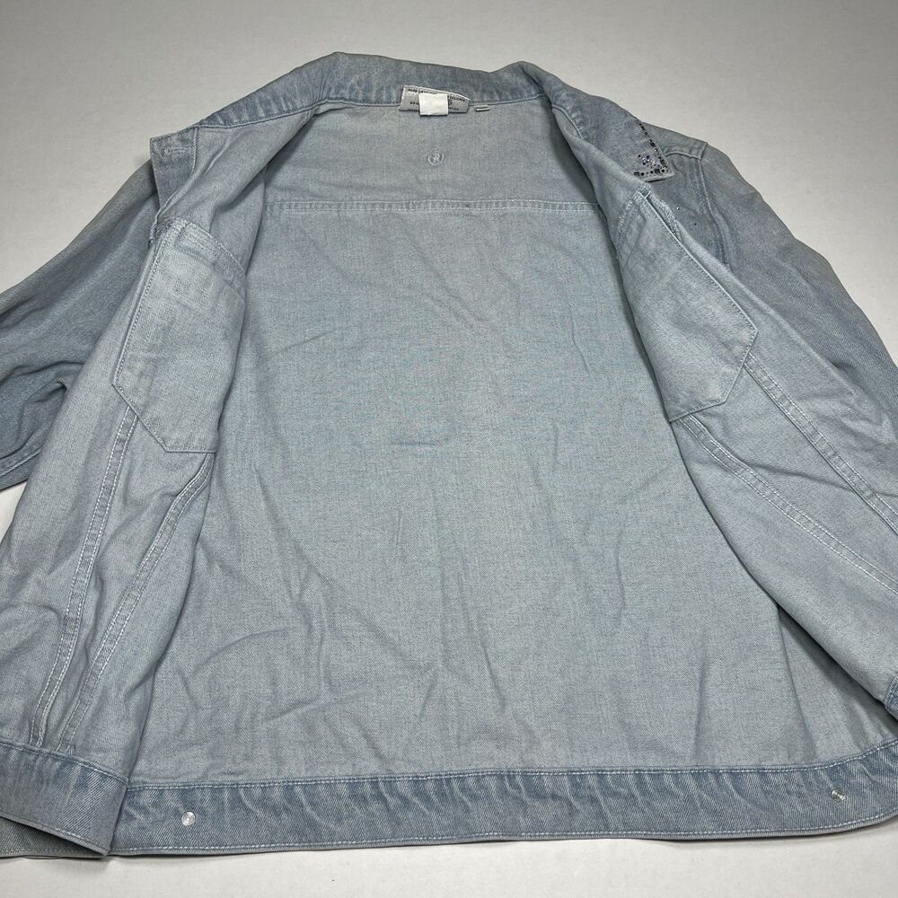 Vintage 90's Y2K Christine Alexander Denim Bling Jacket Women's 2XL Light Wash - Picture 11 of 11